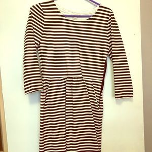 Jcrew long sleeved striped dress with pockets